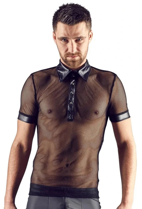 Svenjoyment–TeiltransparentesNetzshirtmitkurzenÄrmeln