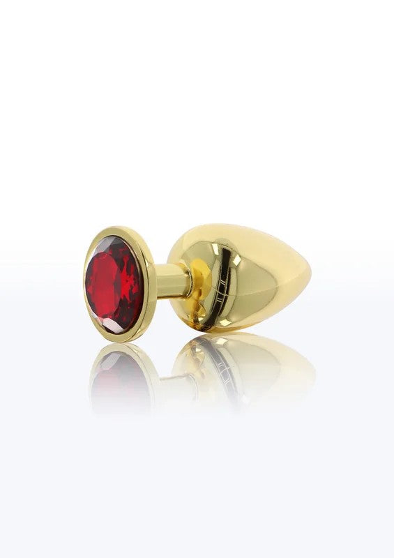 TaboomanalplugwithrhinestoneMred,gold3.2cm