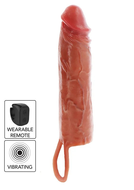 ToyJoyGetRealHydratedSkinPenisSiliconeSleeveVibrating20cmCaramel