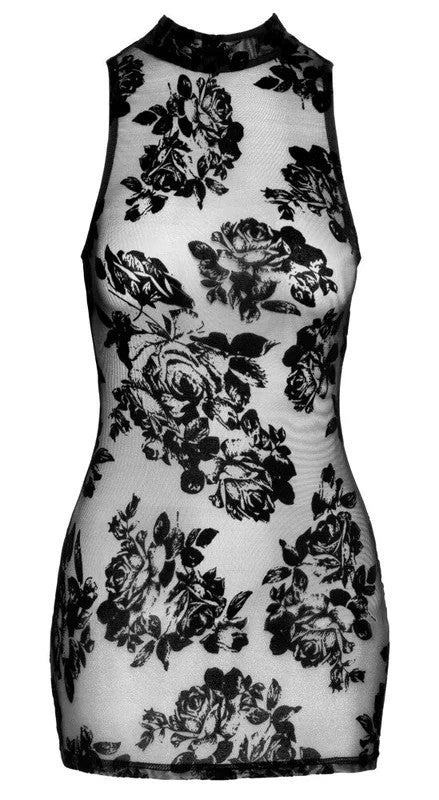 TransparentesMinikleidmitFloral-SamtflockprintS–XL