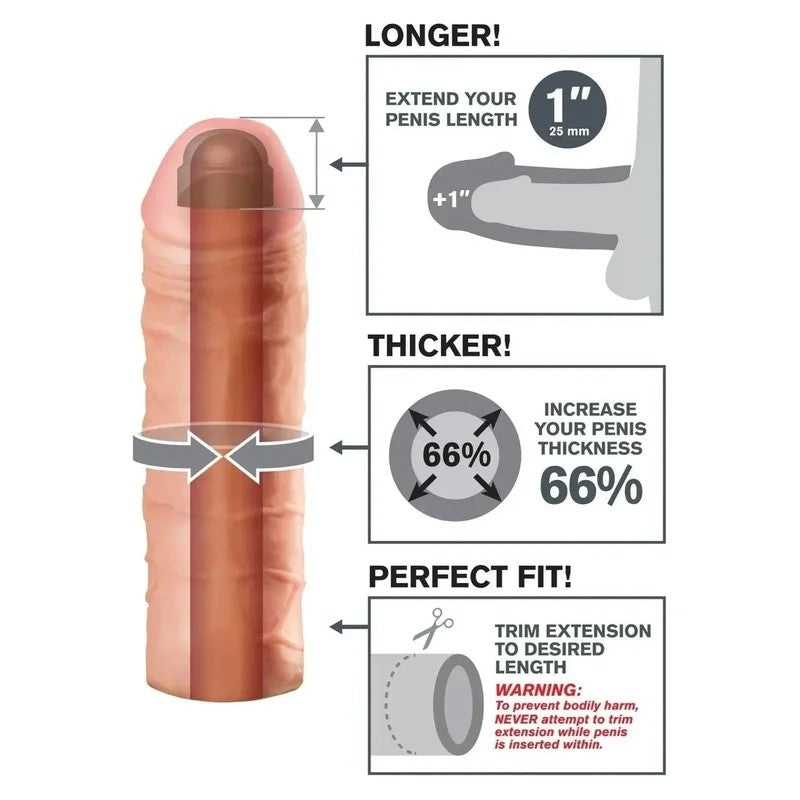 1″FantasyX-TensionsRealistischerPenis-ÄrmelMega-Umfang