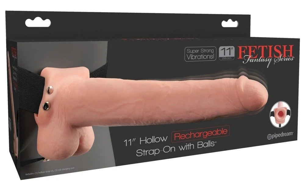 11″HollowRechargeableStrap-onwithBalls