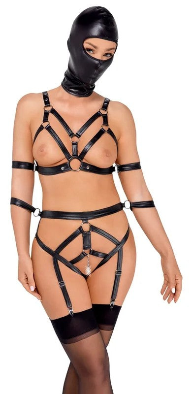 2-teiligesBondage-SetmitArmfesselnplusKopfmaske