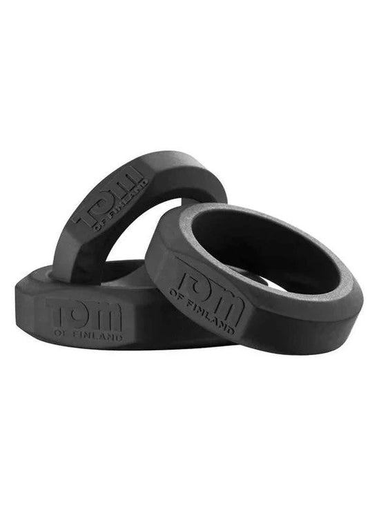 3PieceSiliconeCockRingSet–Black