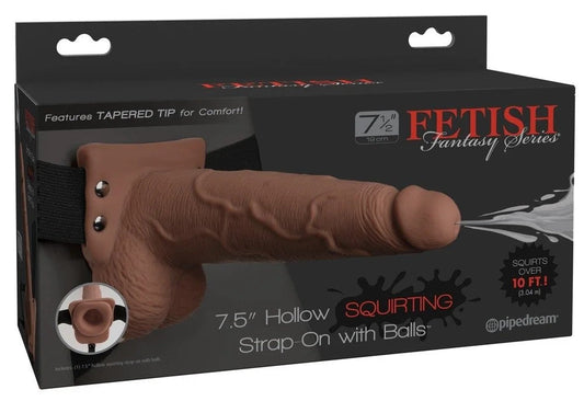7,5″HollowSquirtingStrap-onwithBalls