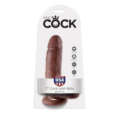 7″DildoBraunMitEiern17,8cm|KingCock