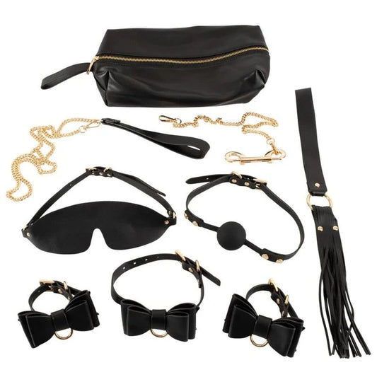 7-teiligesBondage-SetplusAufbewahrungstascheinLederoptik