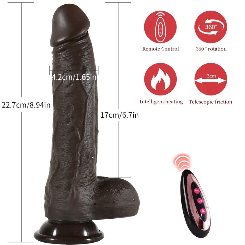 7ZollPenis-Fernbedienungsvibrator–RealistischerschwarzerDildoVaginaleMasturbationAnalspielzeug