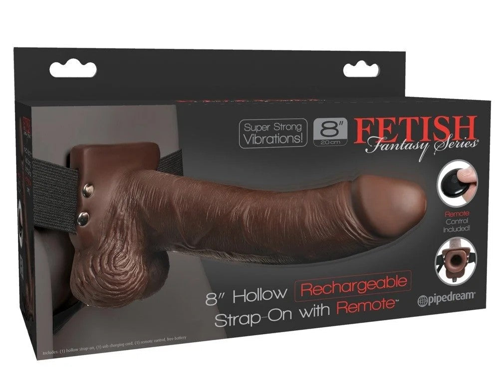 8“HollowRechargeableStrap-onwithRemote