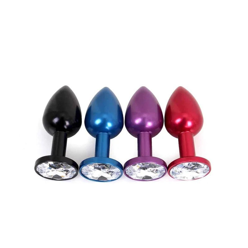 AluminiumButtplugPurplewithClearGem