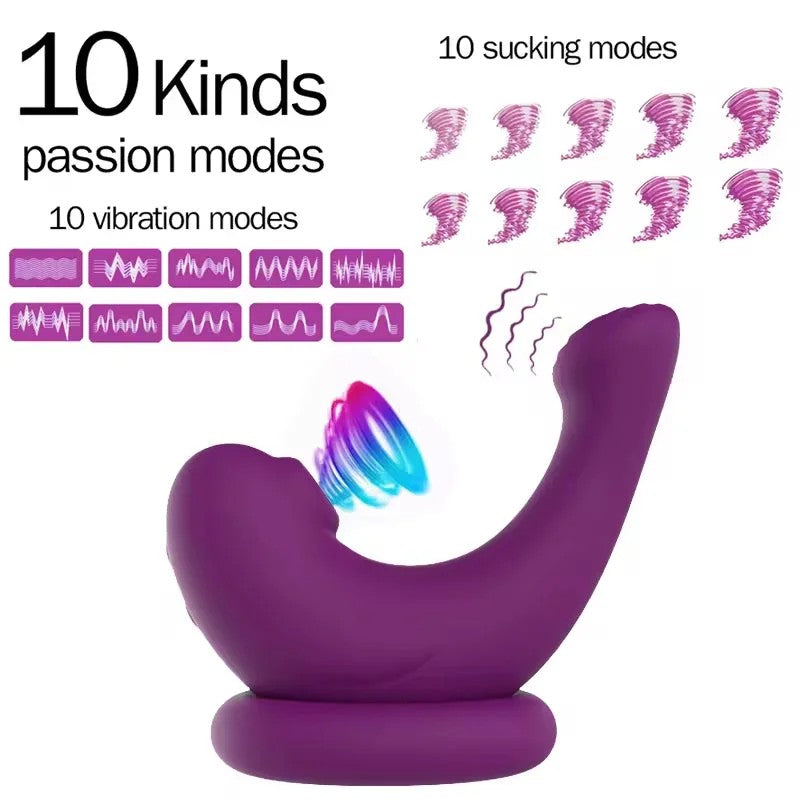 Anal-Dildo-VibratormitKlitoris-SaugerundDoppelendstück–GeschenkefürFrauenmitDelfinmotiv,kabellosesAufladen