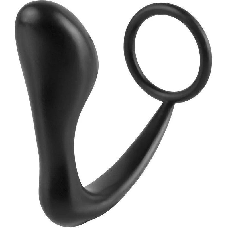 AnalplugmitPenisring„Ass-gasm“ausSilikon(schwarz)