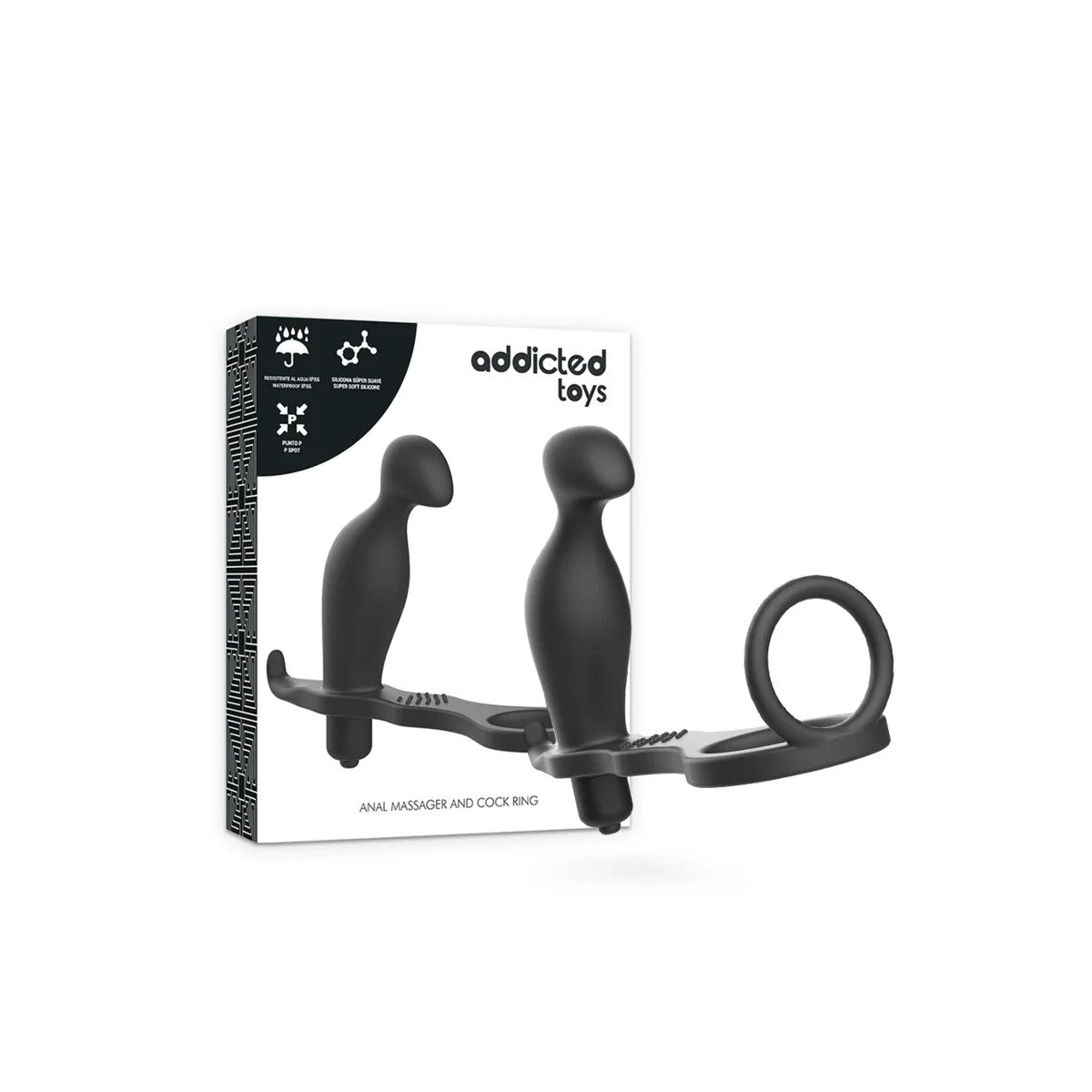 ANALPLUGMITSCHWARZEMSILIKONRING12CMVONADDICTEDTOYS