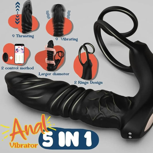 APPControlThrustingDildoButtPlug–RemoterRealistischerDildoVibratorCockRingSexspielzeug