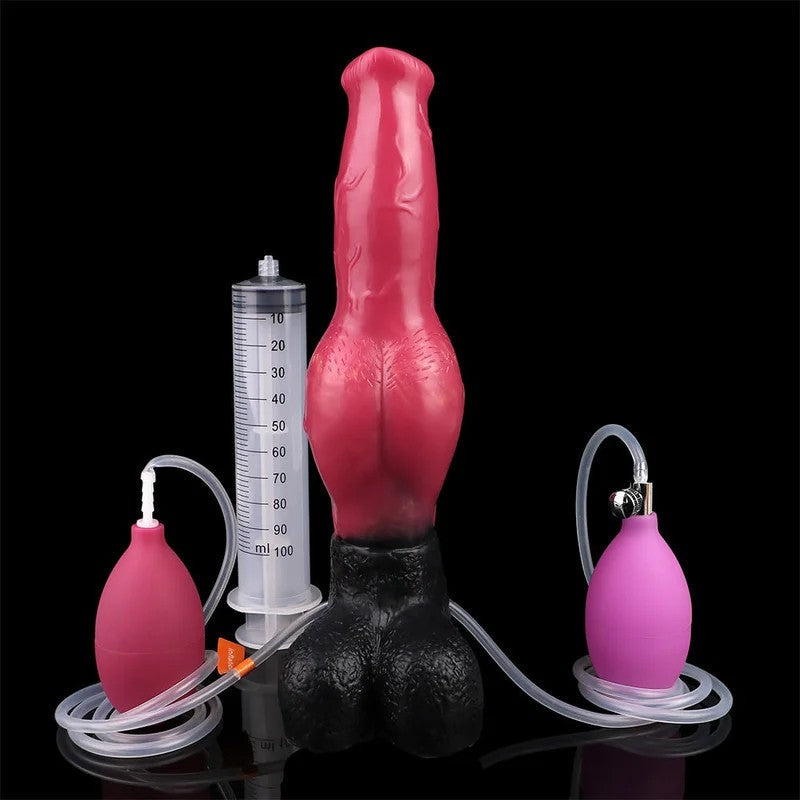 AufblasbarerAnalplugmitSpritzdildo–BlazingFlameHorsedildoFantasy–WeiblicheMasturbation
