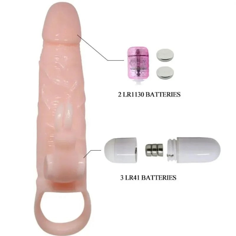 BAILE–BRAVEMANPENISABDECKUNGMITKANINCHENUNDDOPPELMOTORFLEISCH16.5CM