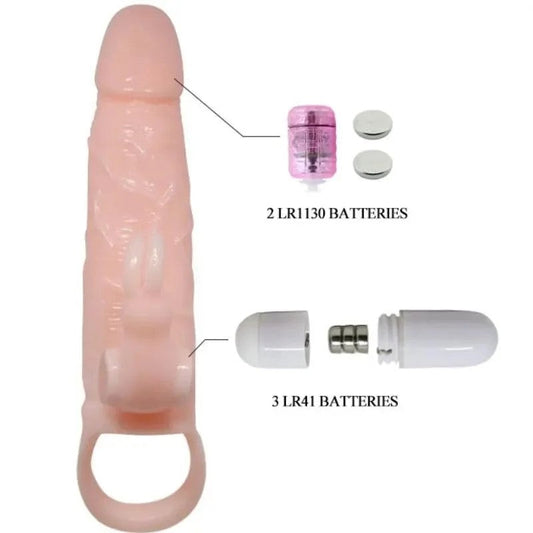 BAILE–BRAVEMANPENISABDECKUNGMITKANINCHENUNDDOPPELMOTORFLEISCH16.5CM