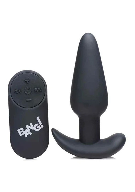 BANG!21XVibratingSiliconeButtPlugwithRemoteControl–Black