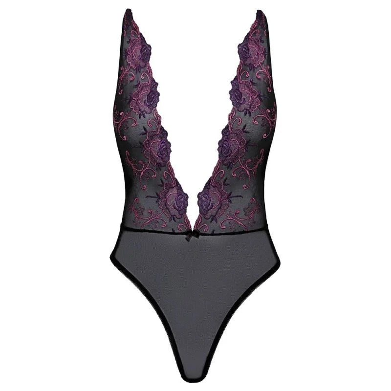 BodyausPowernetmitaufwendigerFloralstickerei