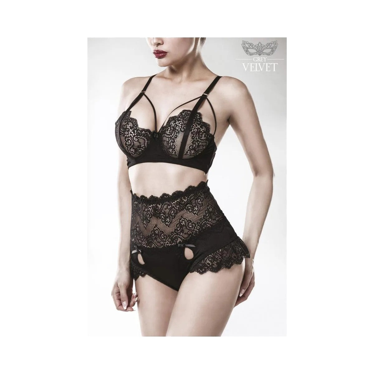 ♥BRA-SETVONGREYVELVETSCHWARZVONGREYVELVET♥