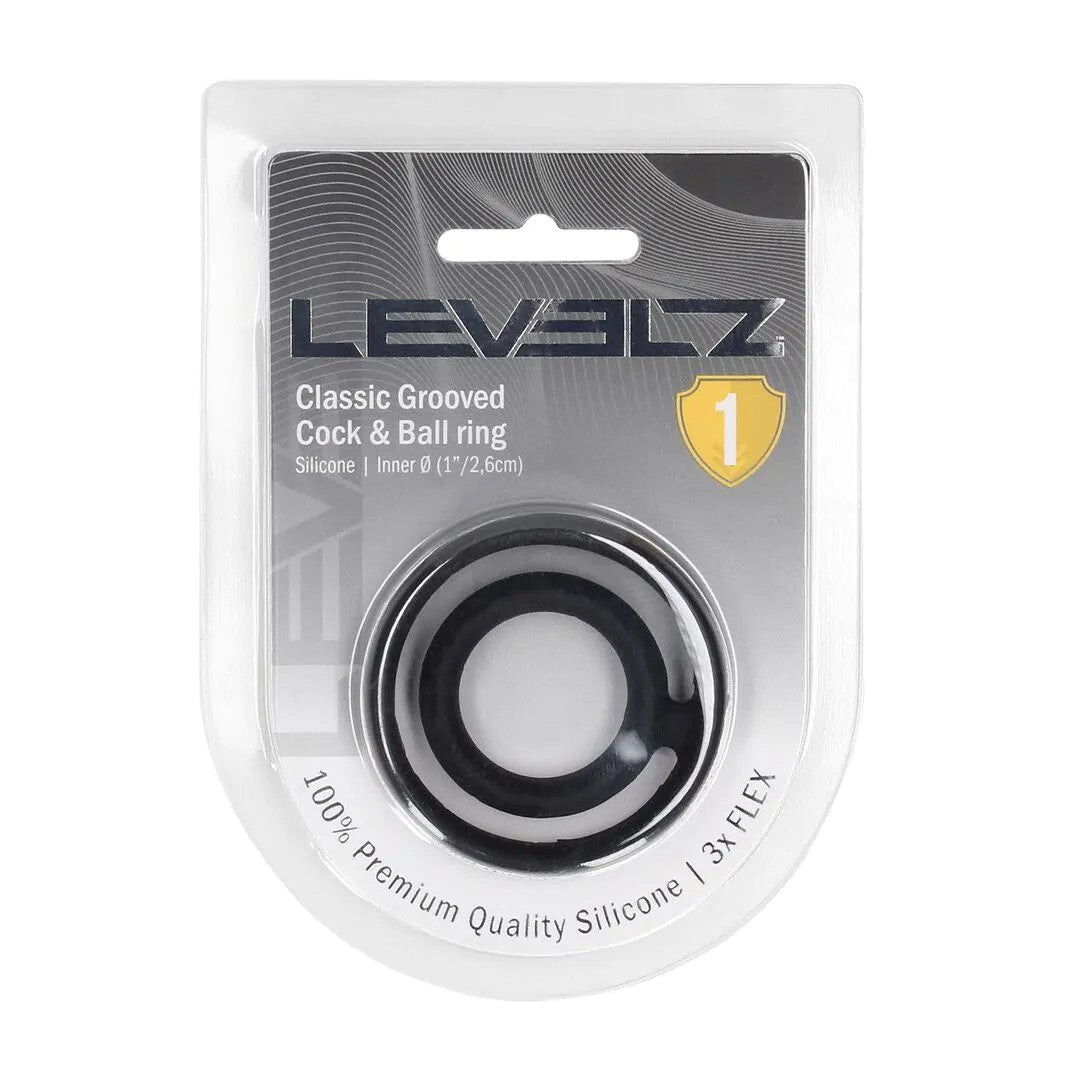 ClassicGroovedSiliconeCockandBallRing–Black