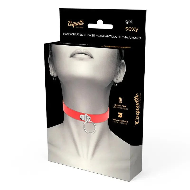 COQUETTECHICDESIRE–ROTEHALSKETTEAUSVEGANEMLEDERFETISCH-ACCESSOIREFÜRFRAUEN