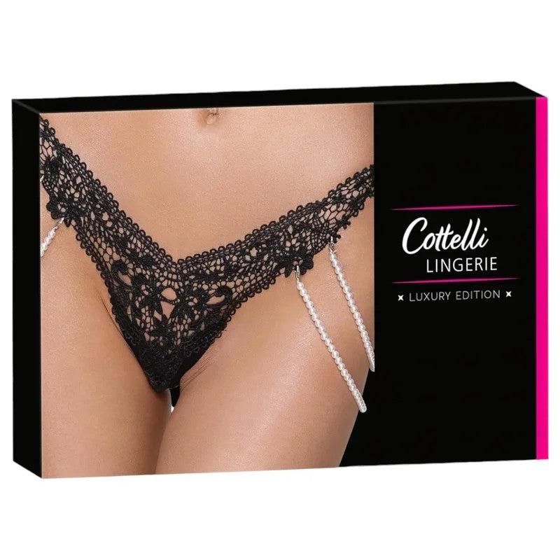 Cottelli–LuxusPerlenstickereiTanga(schwarz)