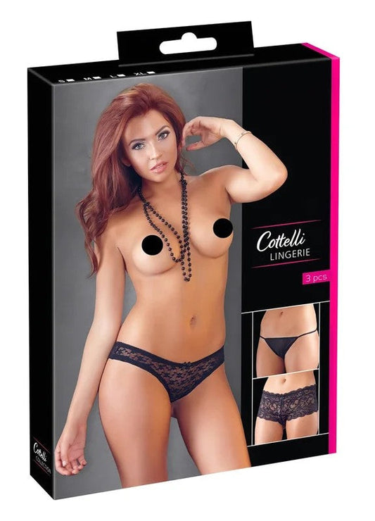 Cottelli–SchwarzesDamenslip-Set(3Stück)–M