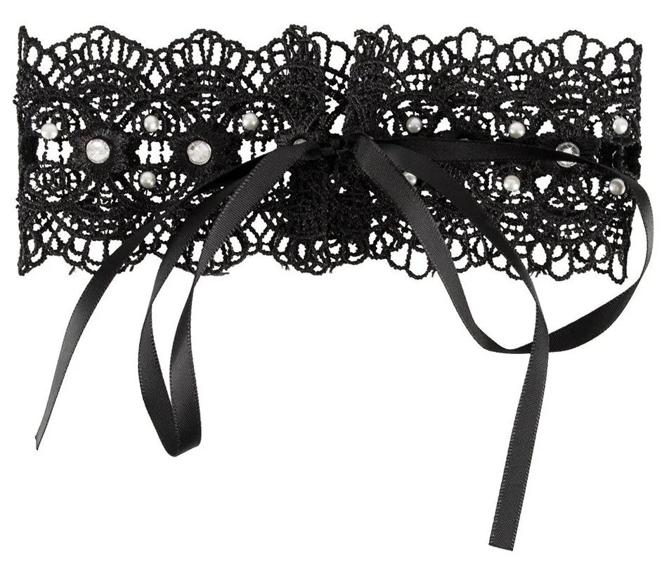 CottelliAccessoires–HalsbandausStickereimitPerlenundStrasssteinen