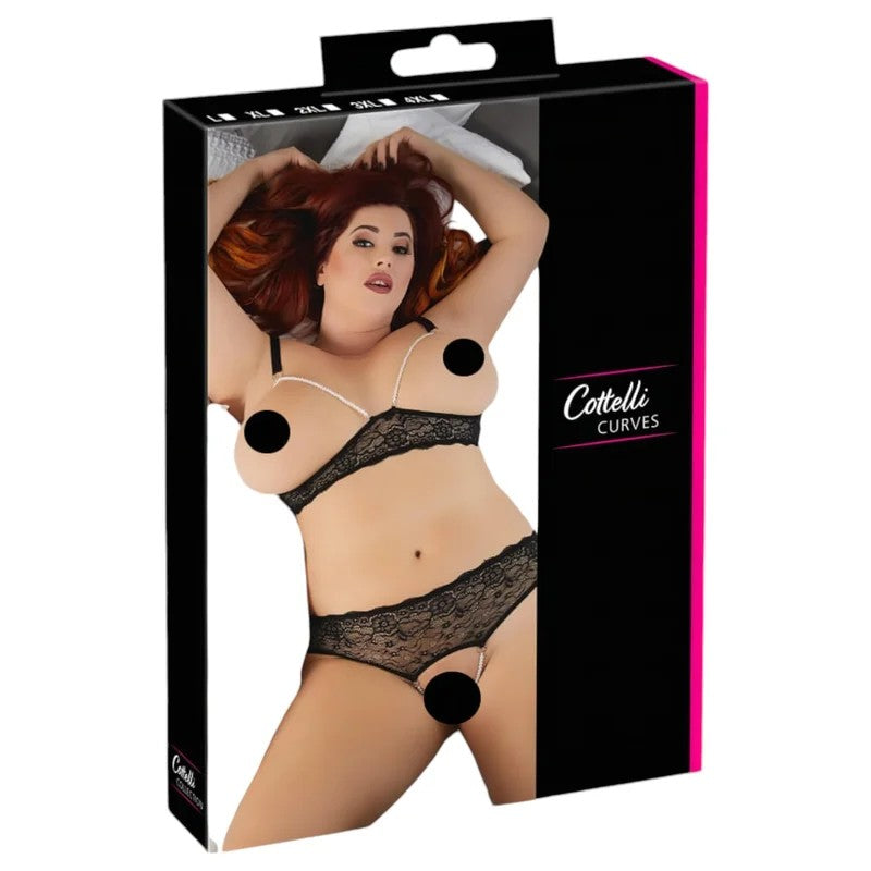 CottelliPlusSize–Perlen-BH-Set(schwarz)–2XL