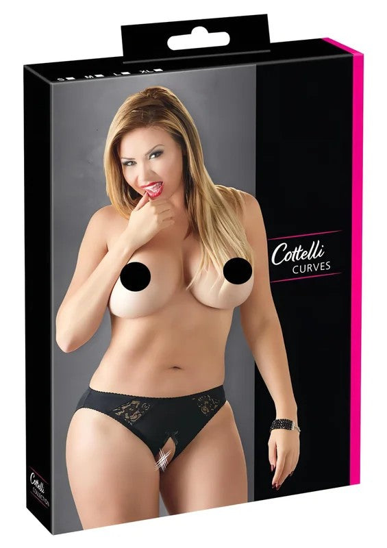 CottelliPlusSize–Spitzen-Offen-Slip(schwarz)