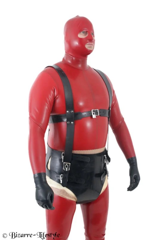 DiaperpunishmentharnesswithcheastharnessLblacklockablewith7lockschromed