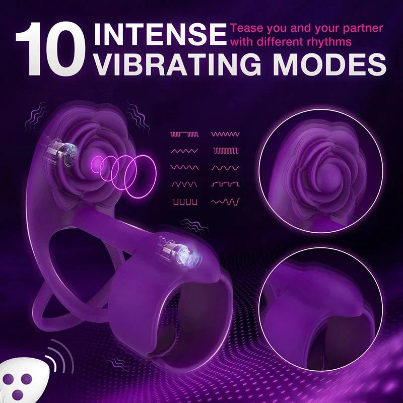 DomlustVibrierenderPenisringmitFernbedienung–LilaRoseKlitorisstimulator,SexspielzeugfürPaare
