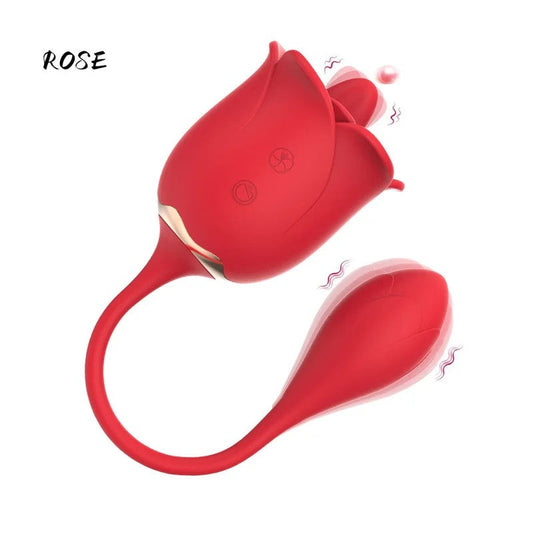 Doppelend-Klitorislecken,vibrierendesEi,Rosen-Sexspielzeug–G-Punkt-Klitoris-Frauenvibrator