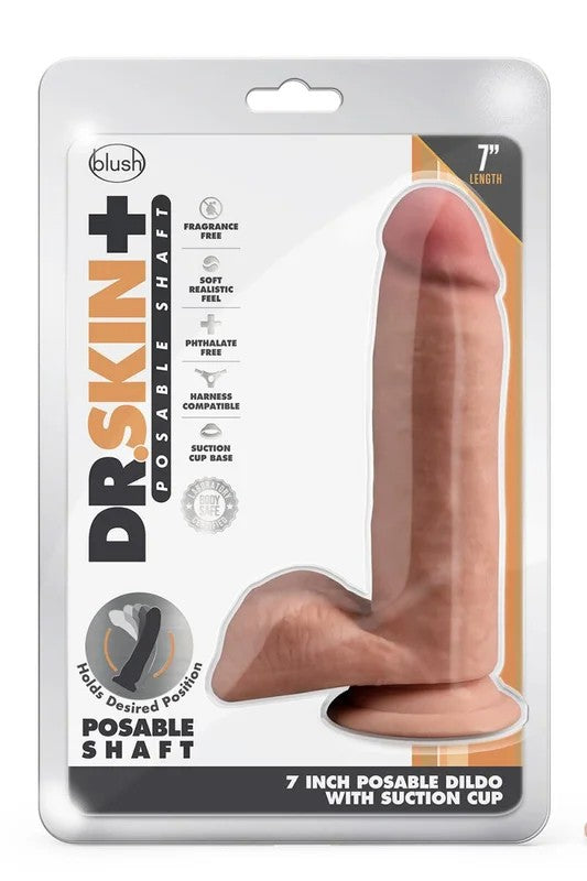 Dr.SkinPlus7InchPosableDildoWithBallsMocha–17,7cm