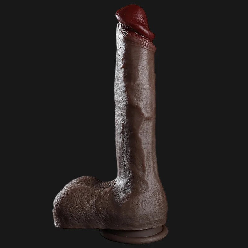 Ebenholz-Dildo,Anal-Buttplug–10ZollgroßerHoden,Silikon-Saugnapf,SexspielzeugfürFrauen