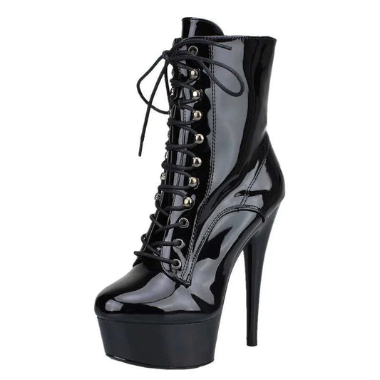 EroganceLackHighHeelStiefeletteD1020Größe36–44