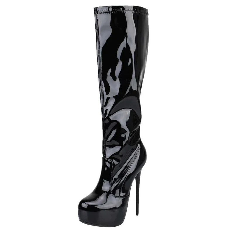 EroganceStretchlackHighHeelStiefelE2000Größe36–46
