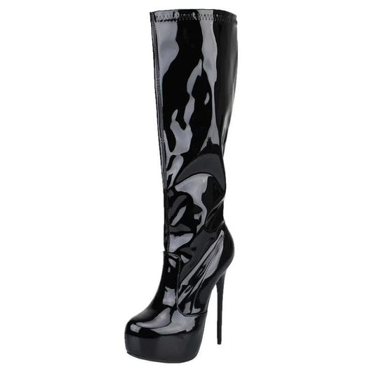 EroganceStretchlackHighHeelStiefelE2000Größe36–46