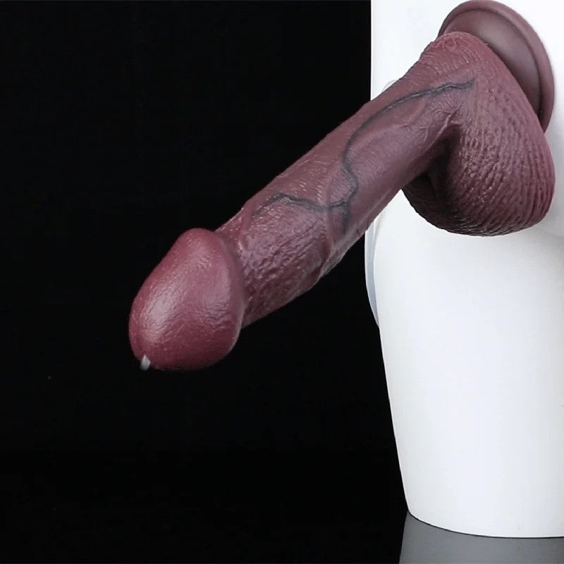 ExtralangerFantasy-Spritzdildo–Realistisches10-Zoll-AnalspielzeugmitechterPenistexturausschwarzemSilikon