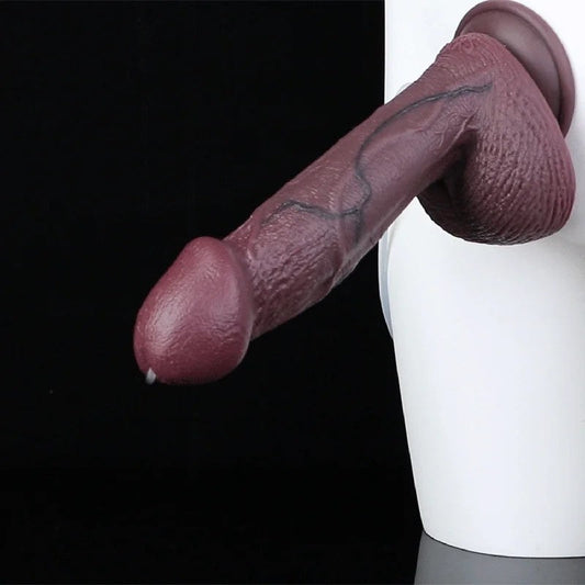 ExtralangerFantasy-Spritzdildo–Realistisches10-Zoll-AnalspielzeugmitechterPenistexturausschwarzemSilikon