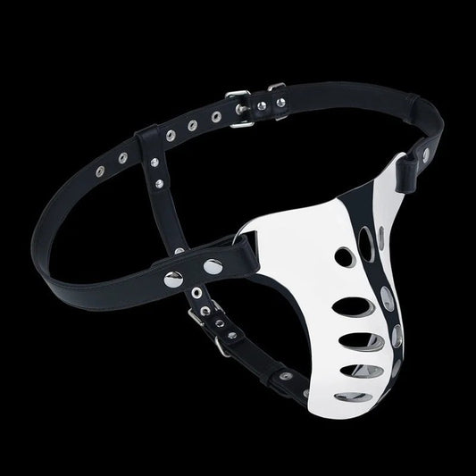FantasyHollowStrap-on-G-String–TragbareHerrenhoseausLederundMetallschnalle
