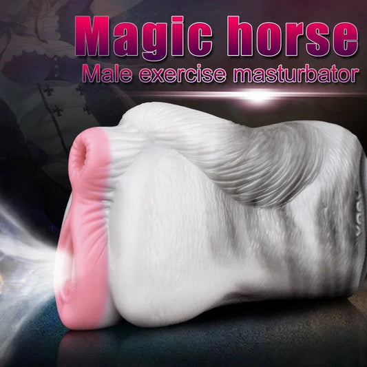 FantasyHorsePocketPussySexspielzeugfürMänner–RosaVaginamitzweiLöchern,Penis-Masturbator