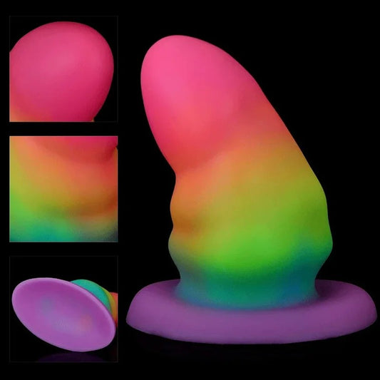 FantasyLuminousAnalDildoButtPlug–BuntesgroßesVaginal-Anal-SexspielzeugausSilikon