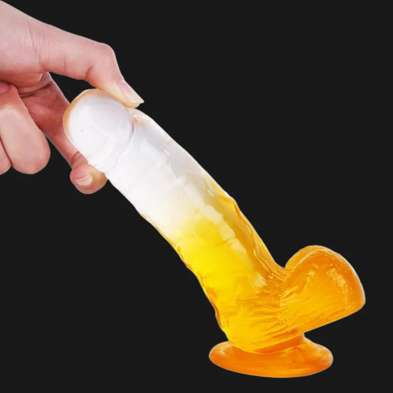 FarbigerrealistischerDildo-Prostatamassager–Jelly-Saugnapf-SexspielzeugfürMännerundFrauen