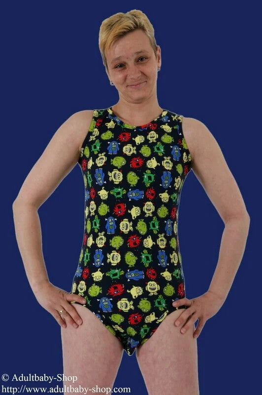 Fixdiaperbodyblackwithmonsterpattern
