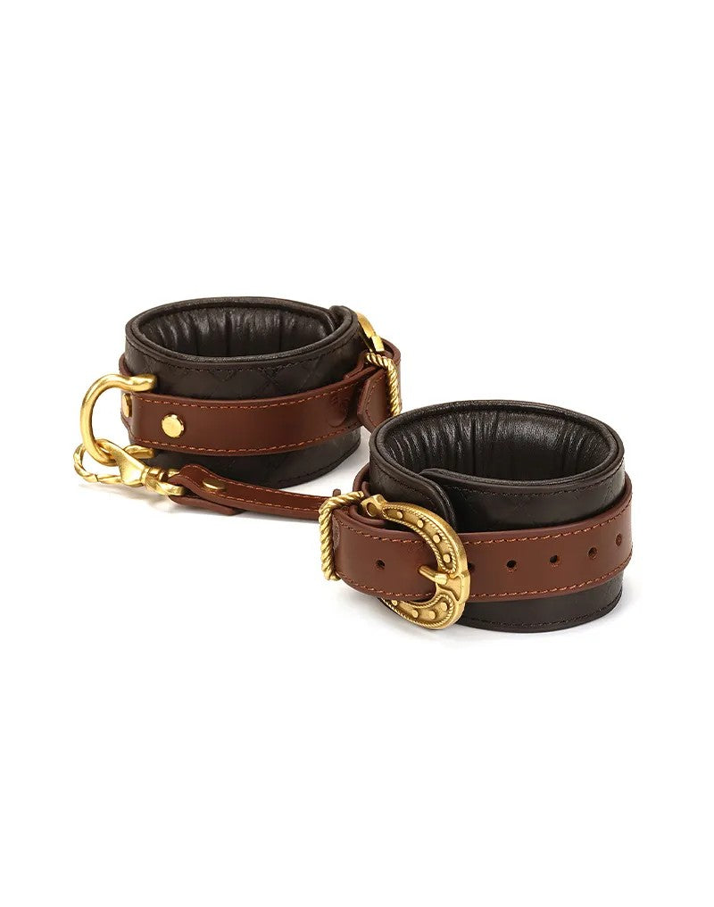 FussfesselnausLeder–Schwarz,Braun&Gold