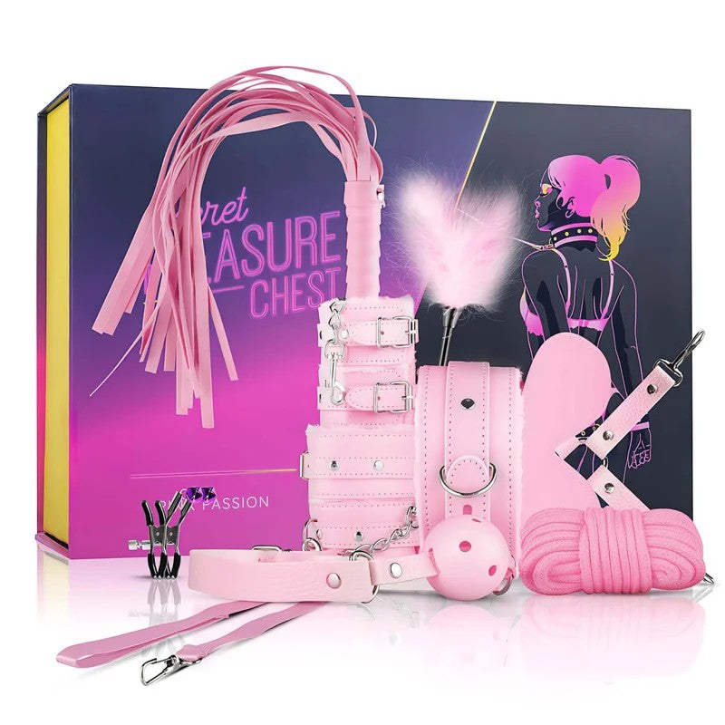 GeheimeLusttruhe–FortgeschrittenesBDSM-Set–14-teilig(Rosa)