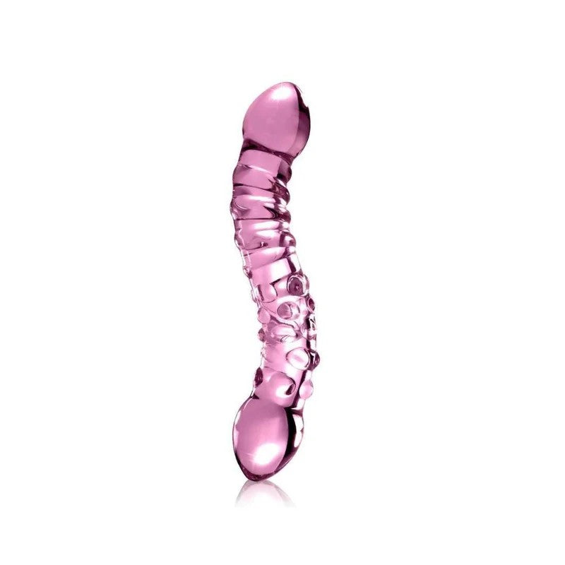 Glasdildo„No.55“mitaufregenderReizstruktur–geschwungen19.5cm(pink)