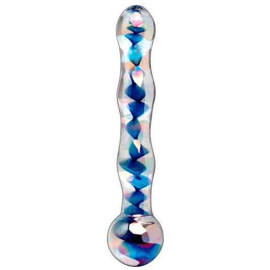 Glasdildo„No.8luxuslinie“heiss&kalterleben–handgemachterDildo17.5cm(transparent/blau)